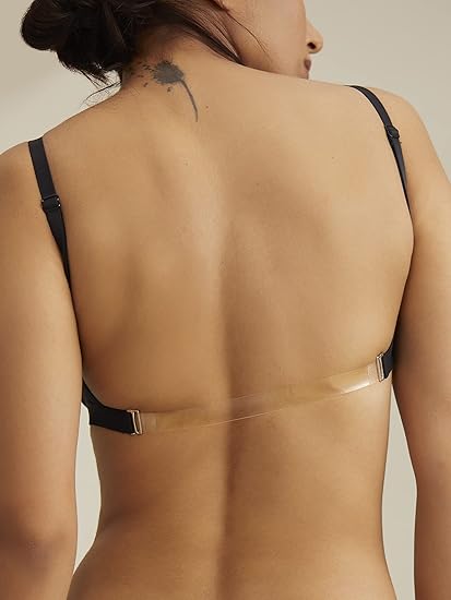 NYKD by Nykaa Breathe Cotton Transparent Back Padded Non-Wired T-Shirt Bra for Women – Black, NYB007
